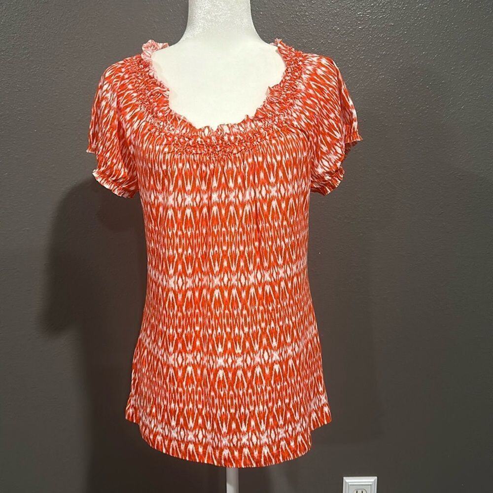 LOFT Outlet Ikat Print Cotton Top M